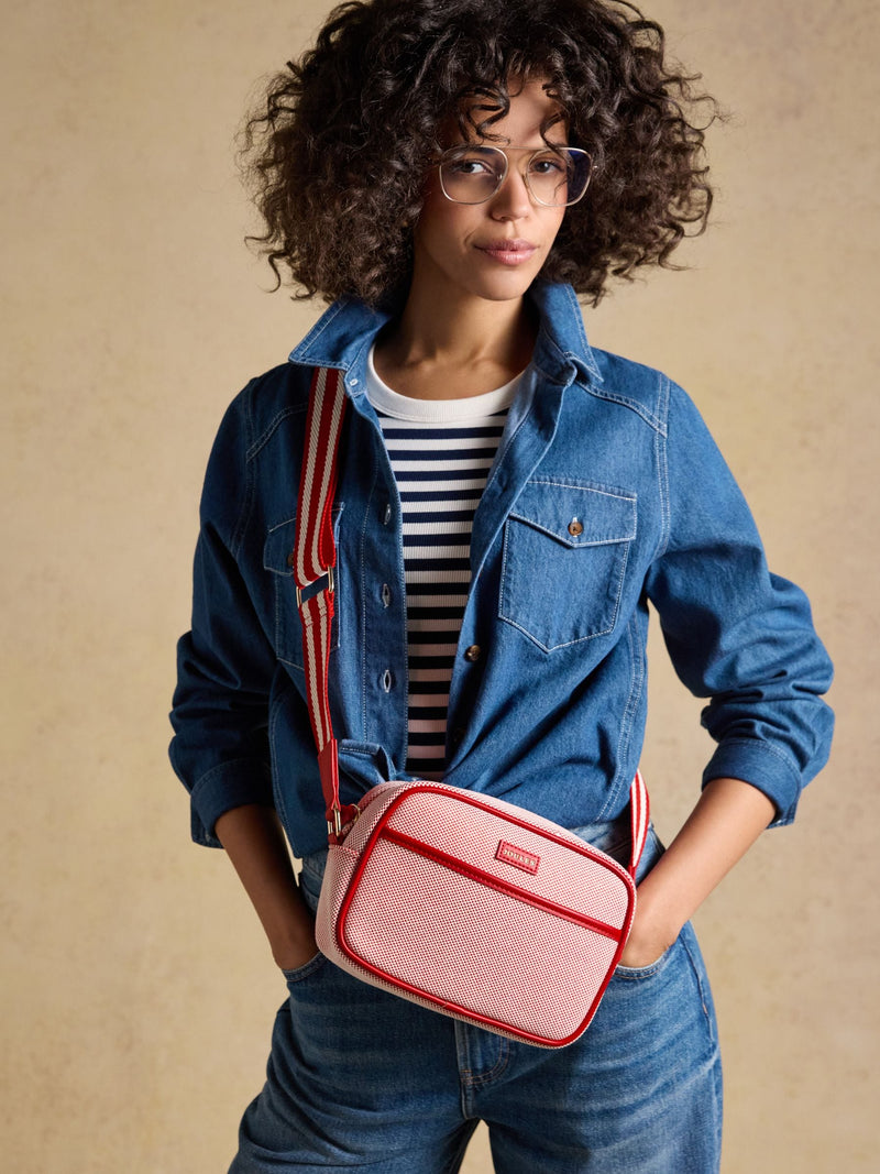 Joules Blair red canvas cross body bag - British product