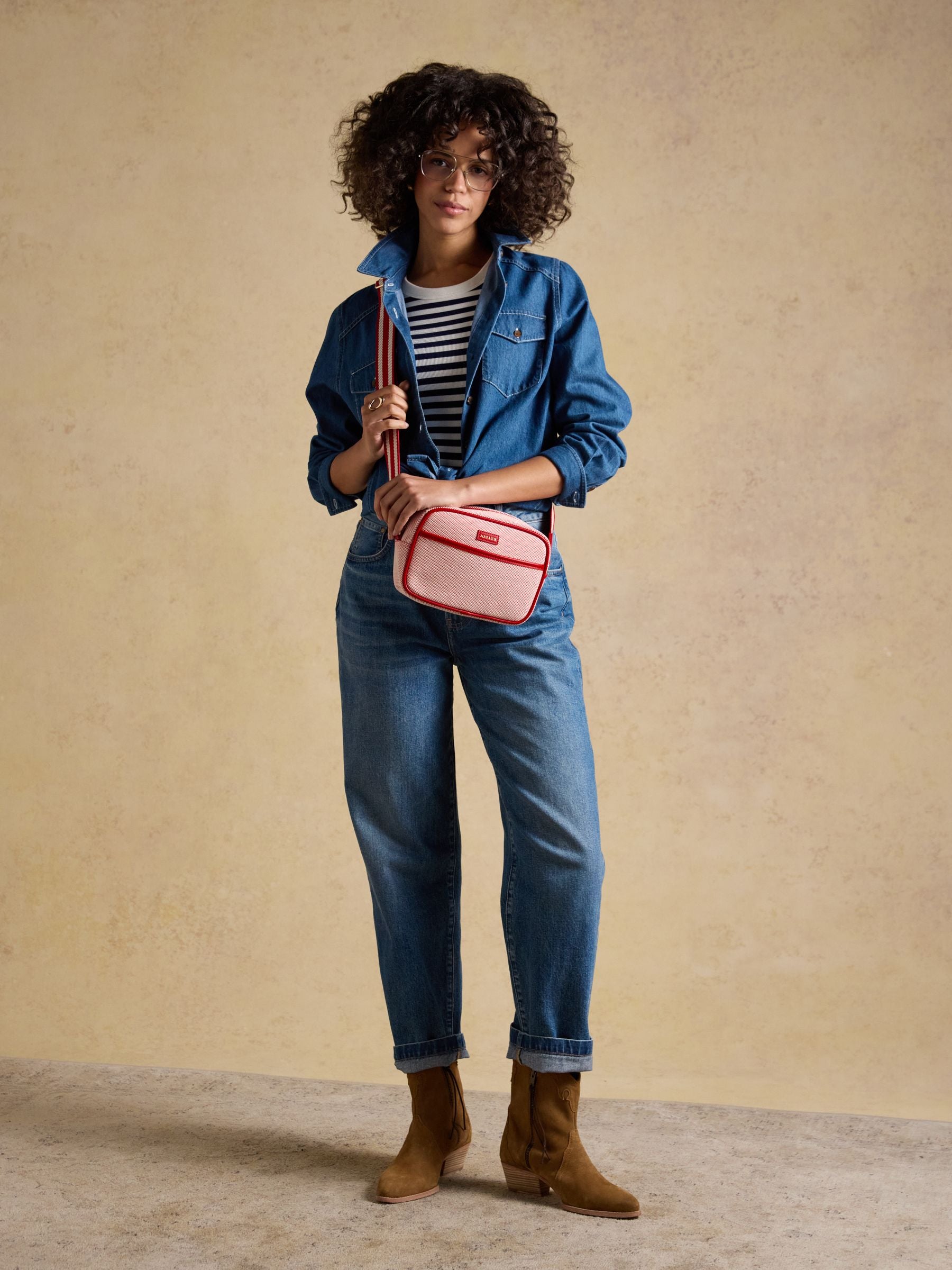 Joules Blair red canvas cross body bag - British product