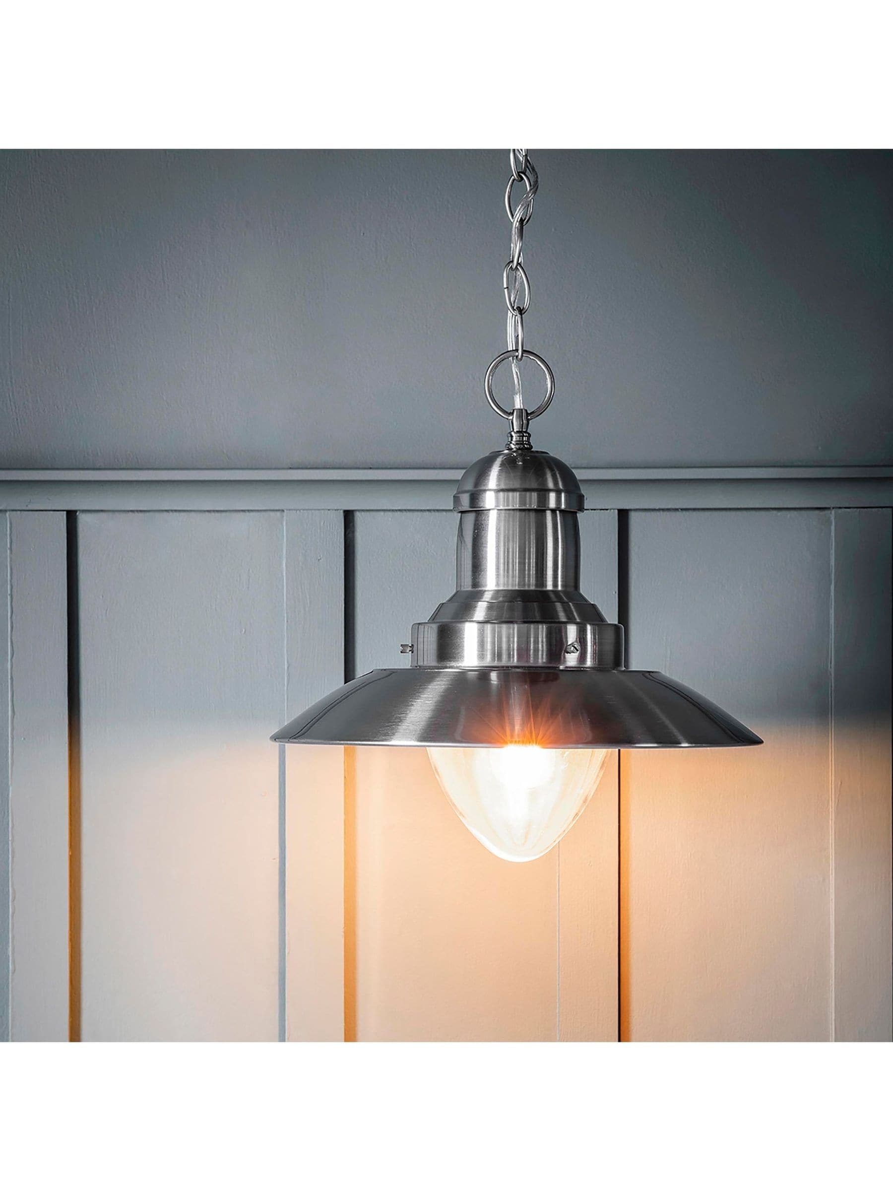 Gallery Home Mendocino ceiling pendant light satin nickel, UK version