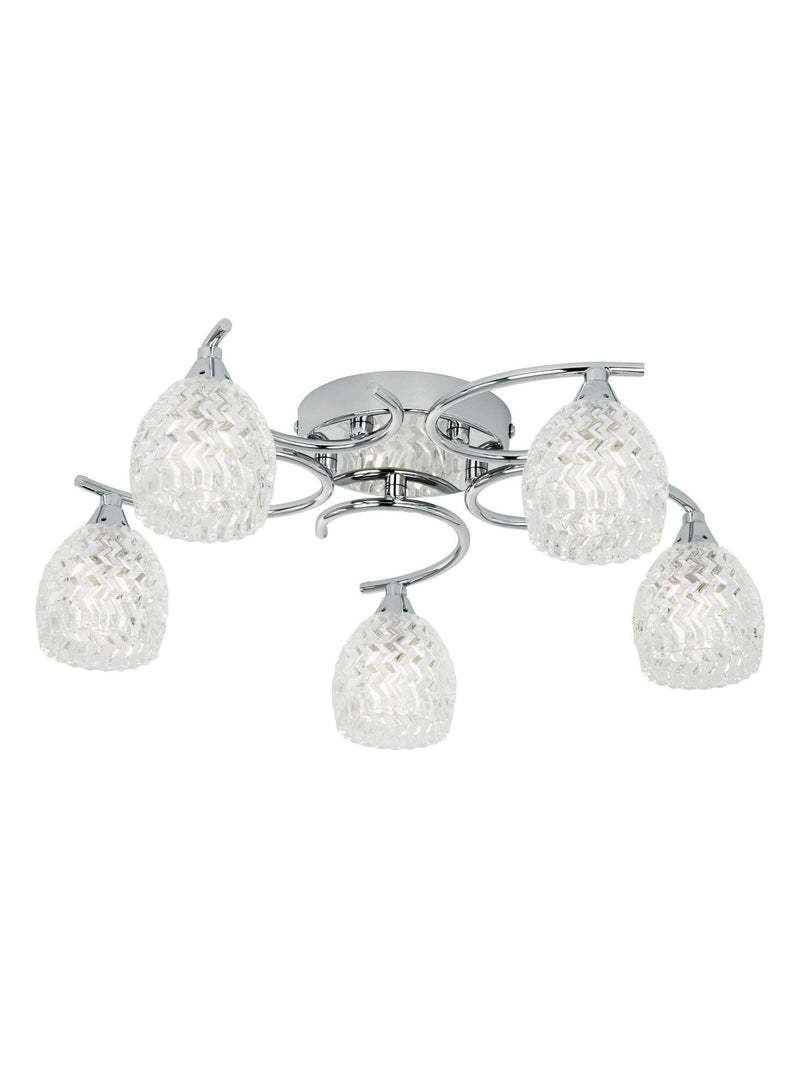 Gallery Home Chrome Bowen 5-light flush ceiling lamp (British brand)