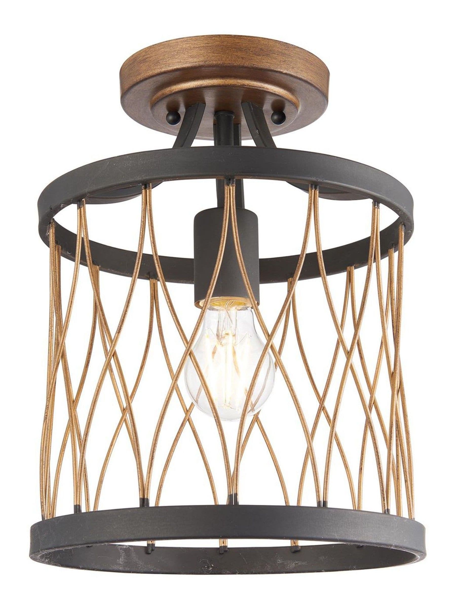 Gallery Home Halston matt black ceiling lamp with rustic bronze, UK version