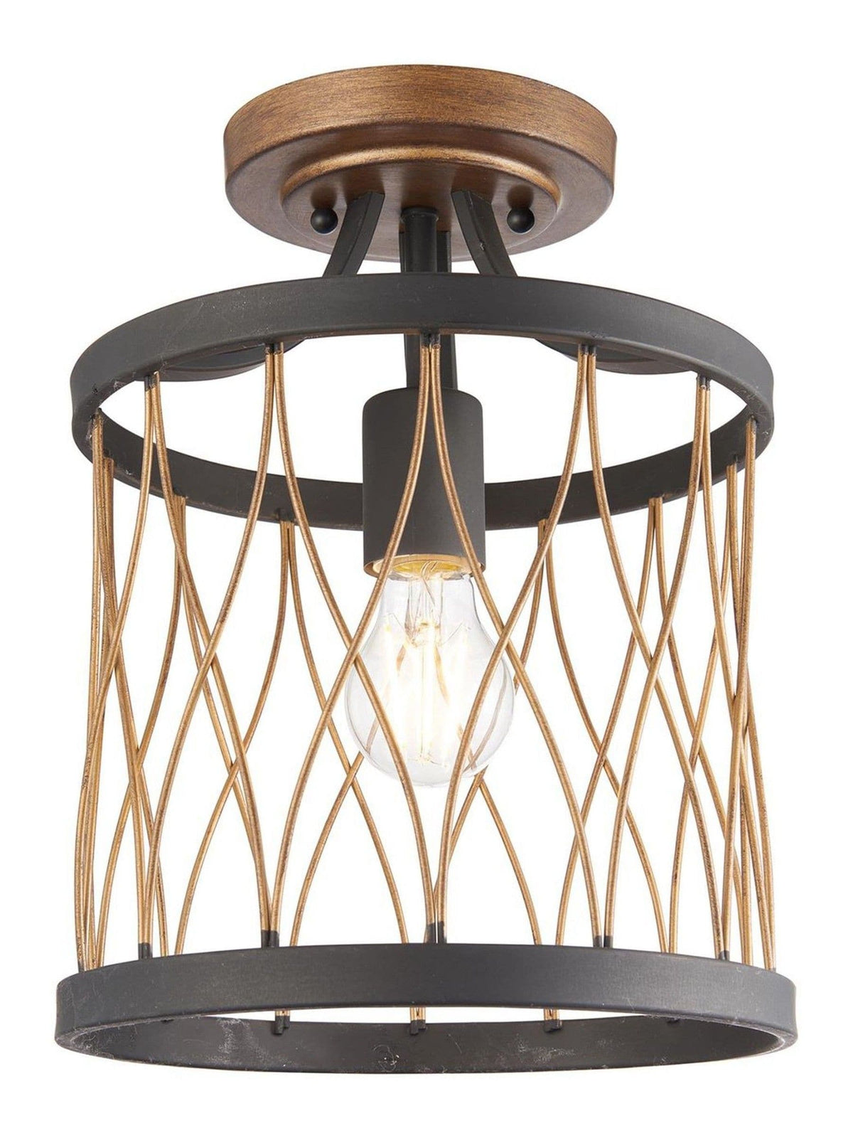 Gallery Home Halston matt black ceiling lamp with rustic bronze, UK version
