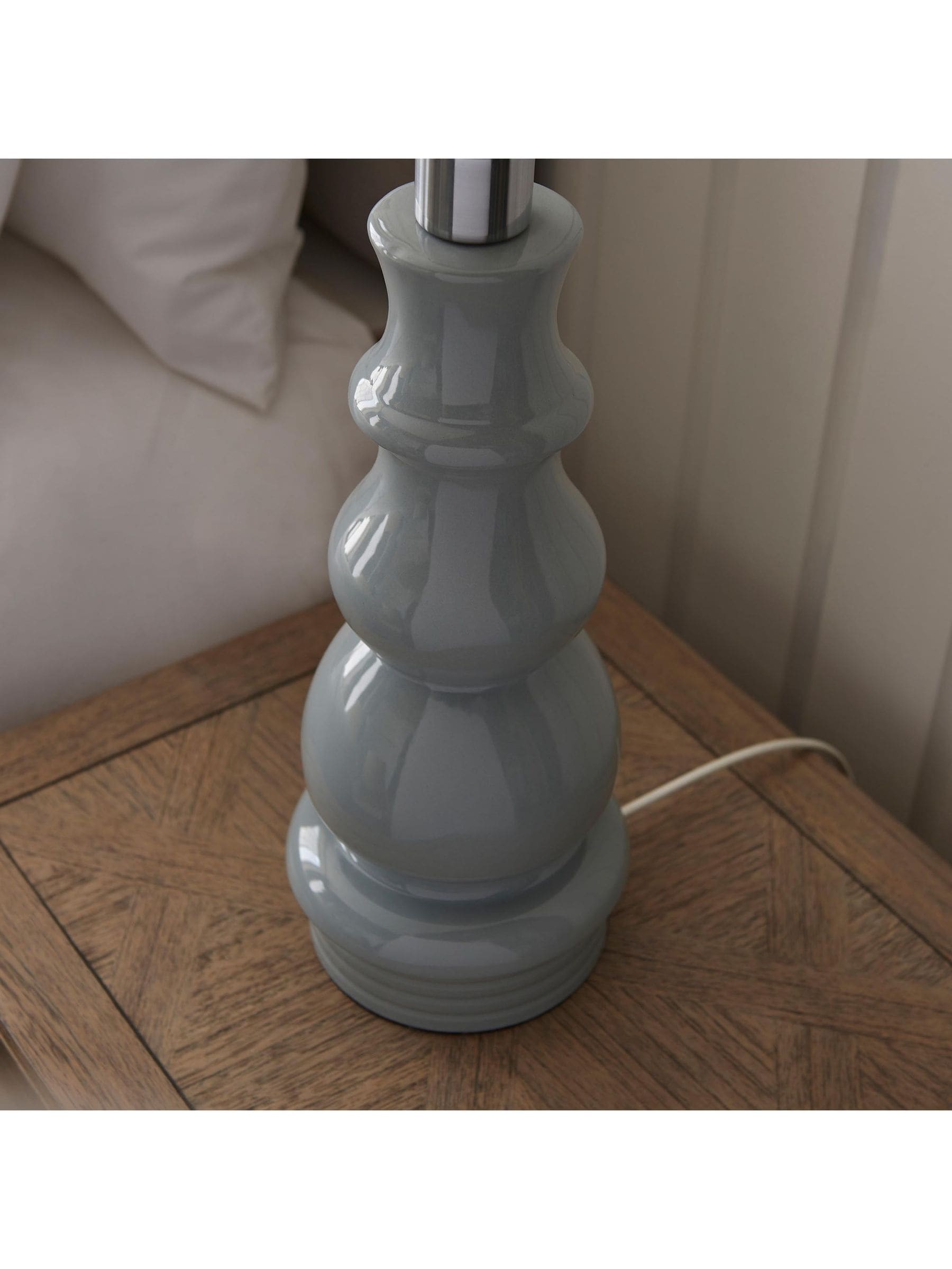 Gallery Home Nickel Provence table lamp gloss blue grey glaze - British product