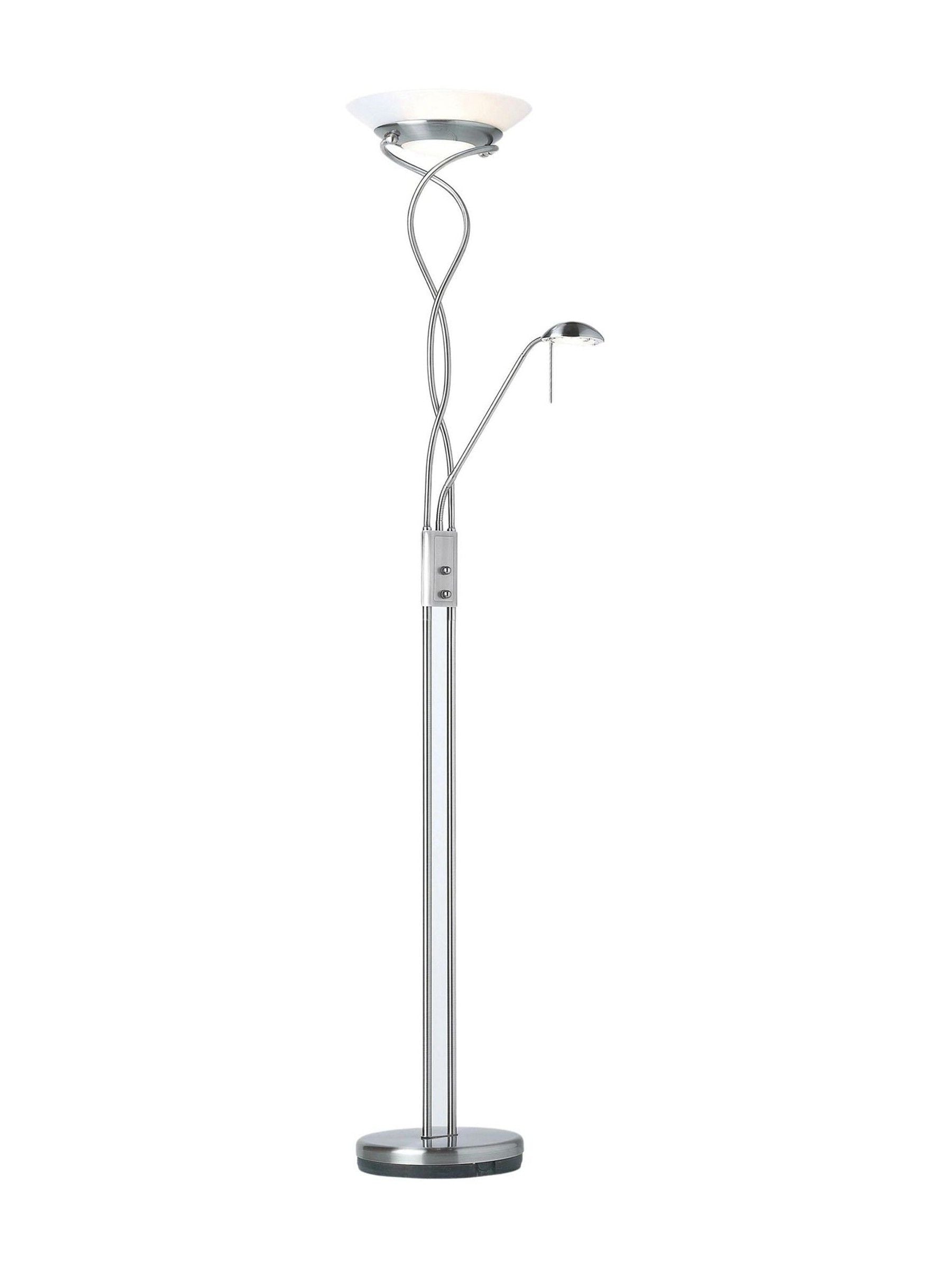 Gallery Home Monroe satin chrome floor lamp, imported from the UK