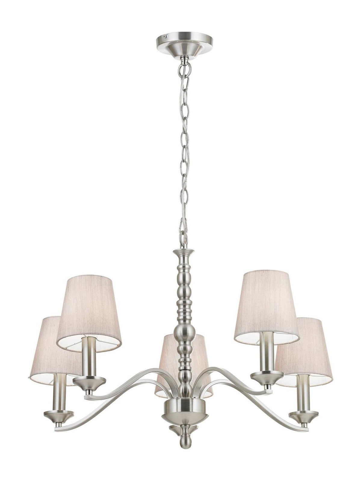Gallery Home Silver Astor 5 ceiling pendant light, imported from the UK