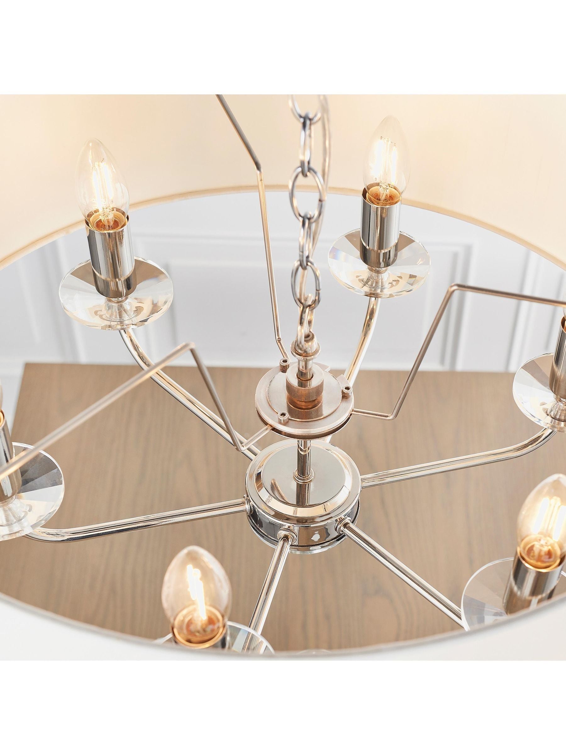 Gallery Home Nixon 6-light bright nickel ceiling pendant light (British brand)