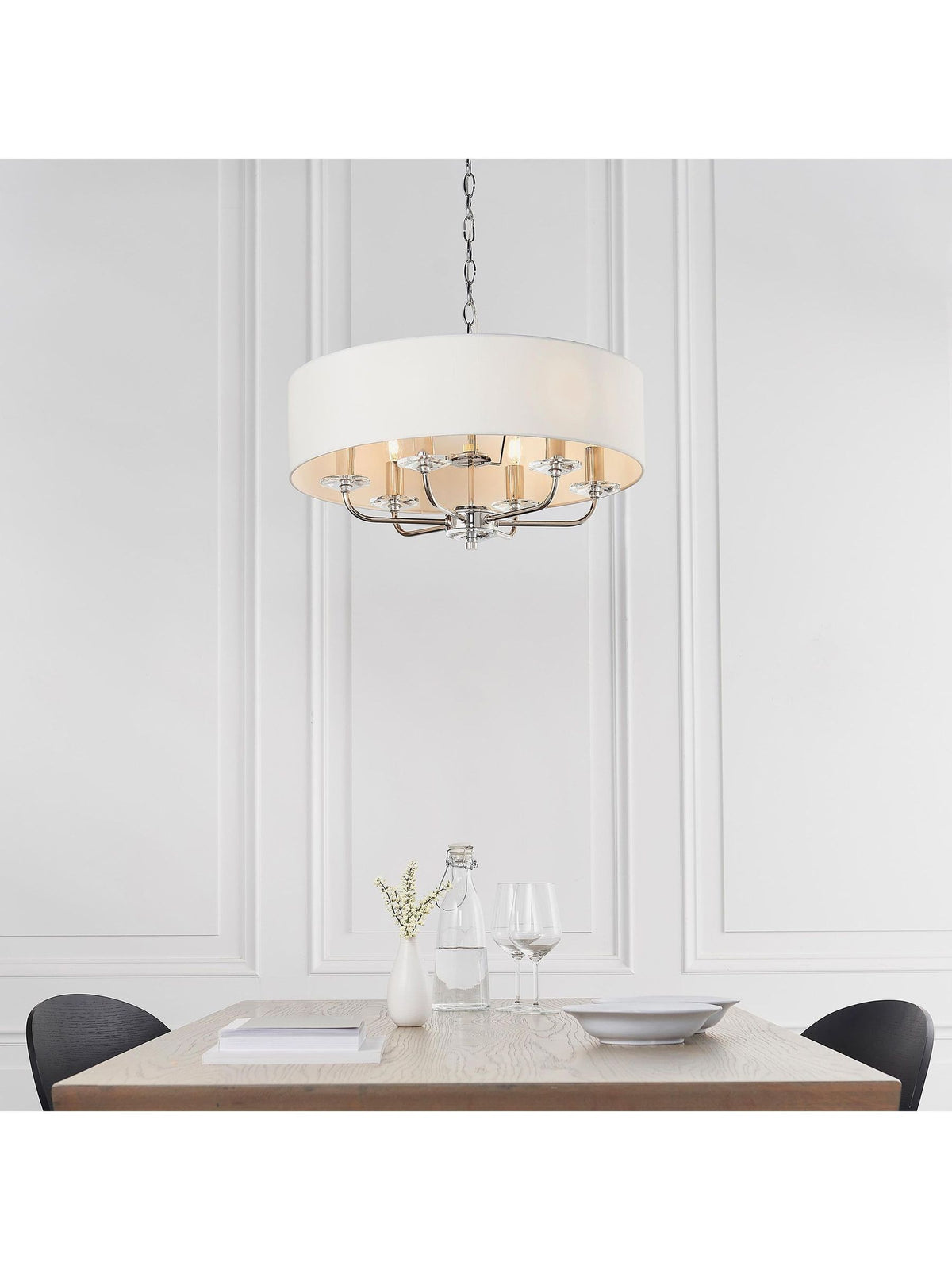 Gallery Home Nixon 6-light bright nickel ceiling pendant light (British brand)