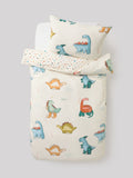 Cream Dinosaur duvet cover and pillowcase set - British product
