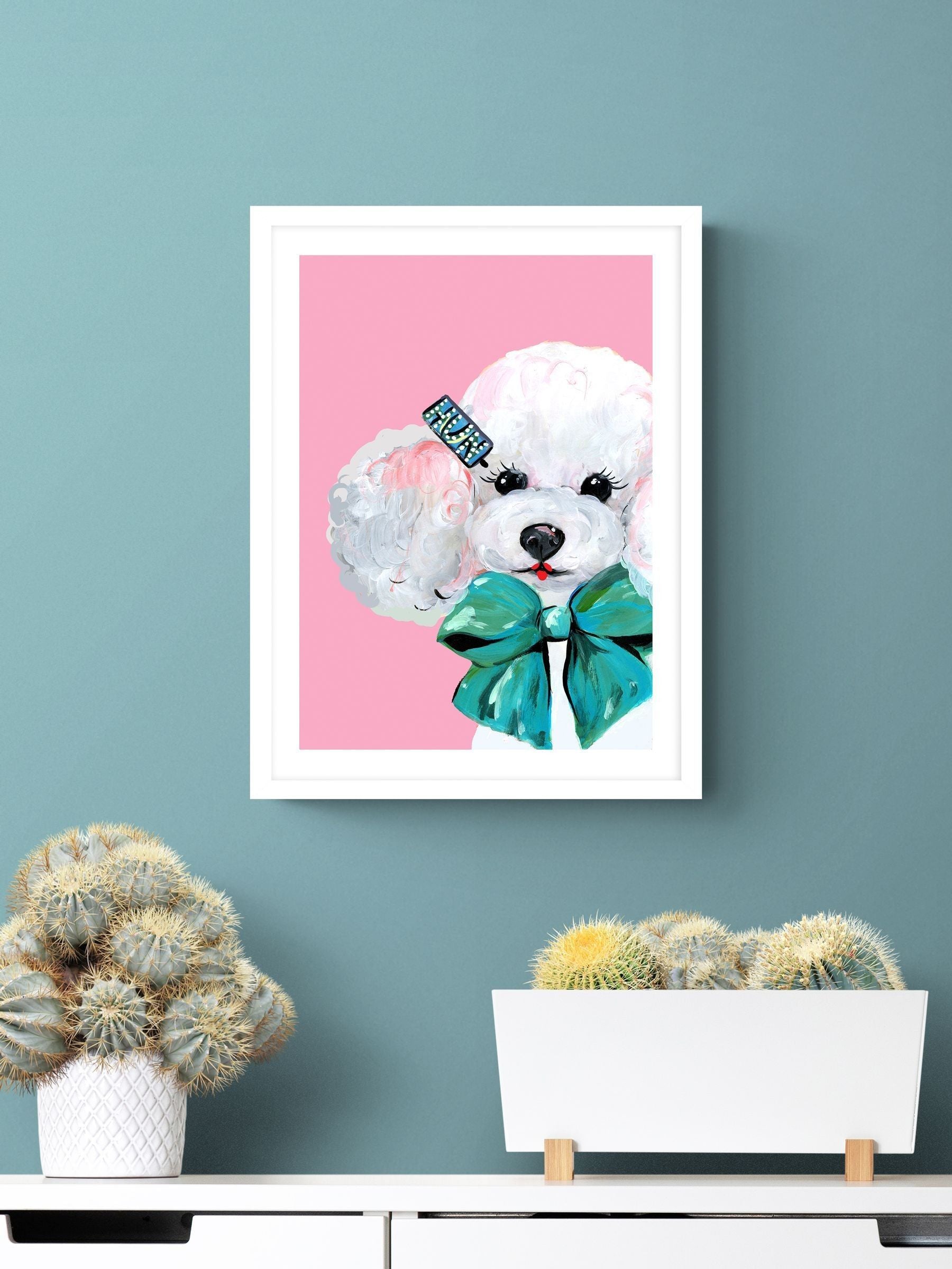 Eleanor Bowmer White Hun Poodle framed art print 42x32cm - British product