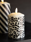 Rockett St George printed LED candles cream black 3 pack, imported from the UK