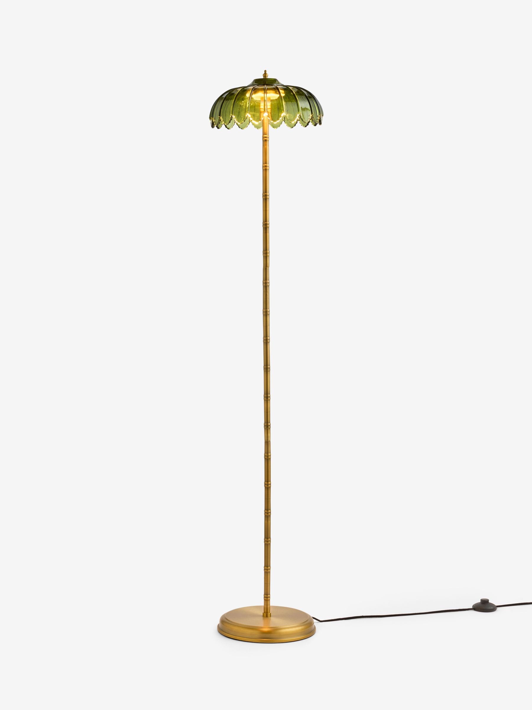 Rockett St George green palm floor lamp with tree stem, UK version