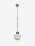 Shabby Chic brass glass pendant light with crystal droplets - British product