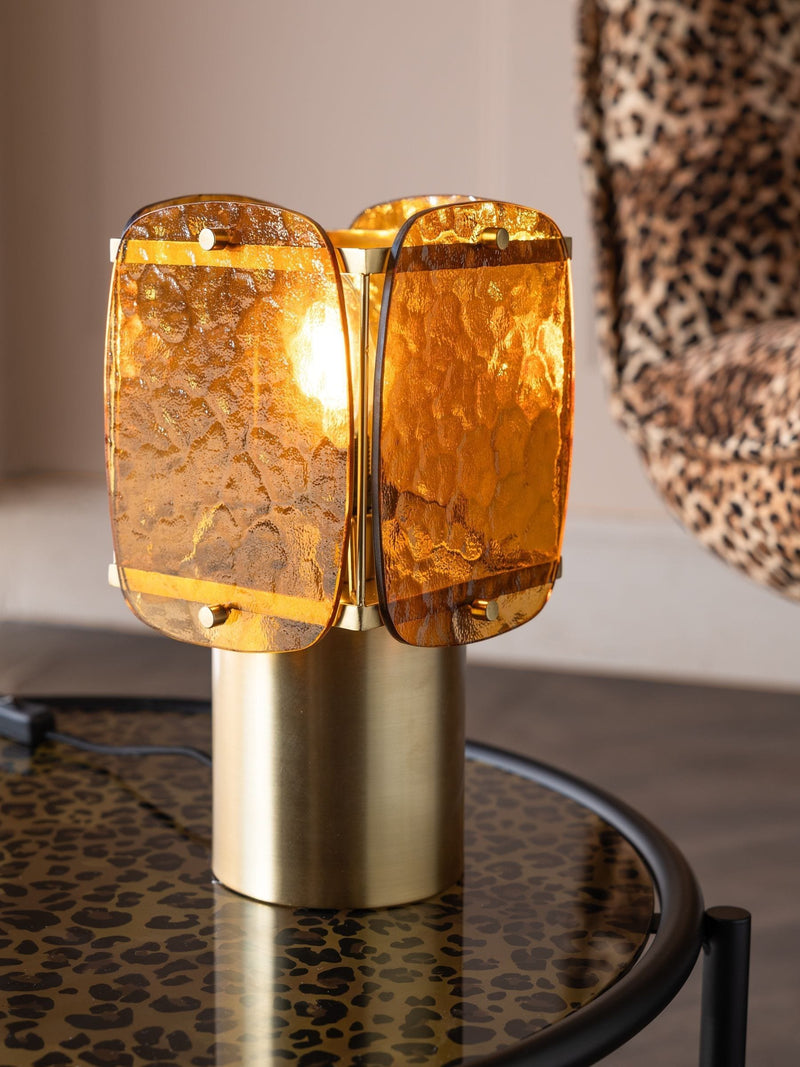 Rockett St George amber glass table lamp, imported from the UK
