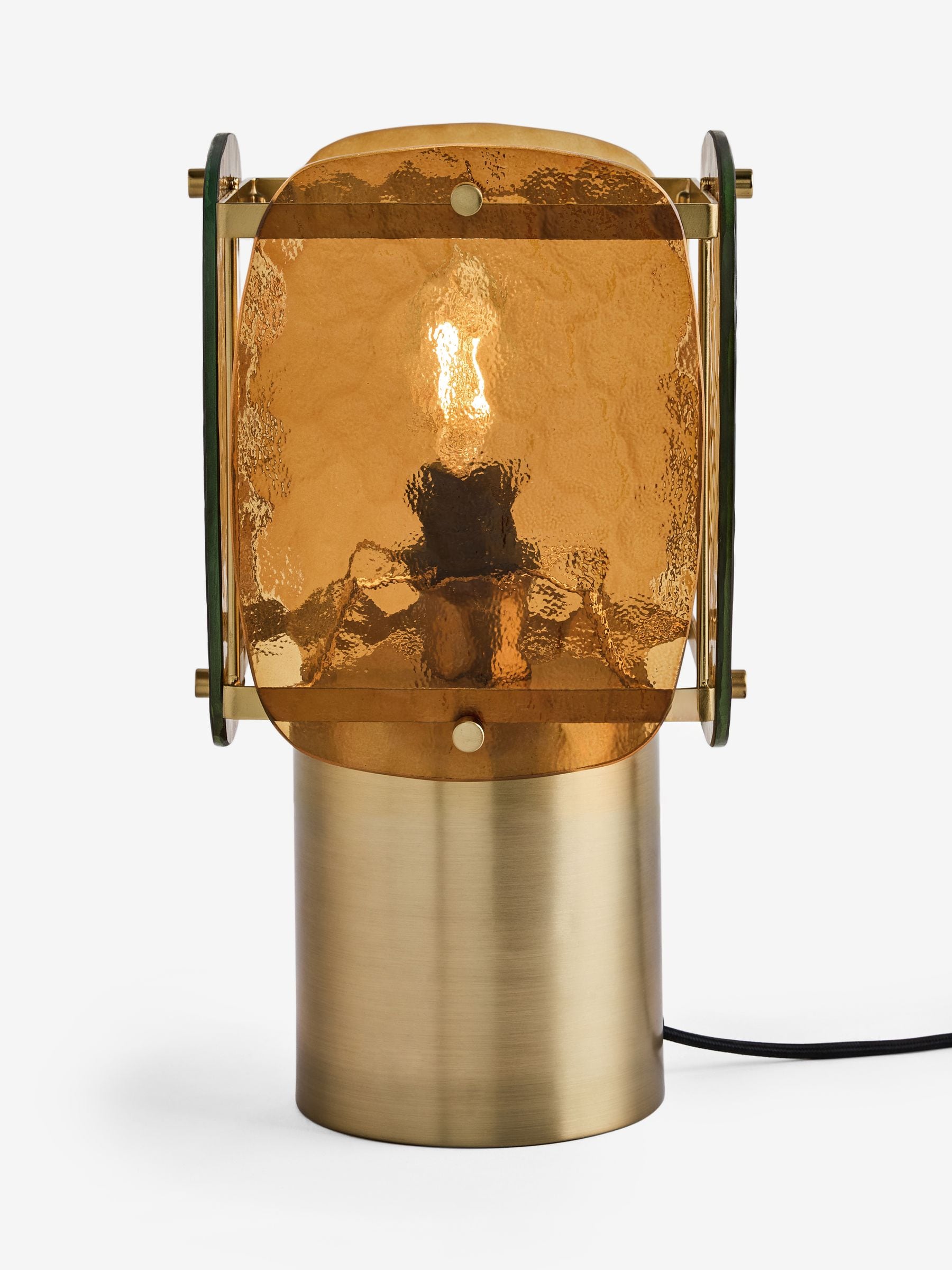 Rockett St George amber glass table lamp, imported from the UK