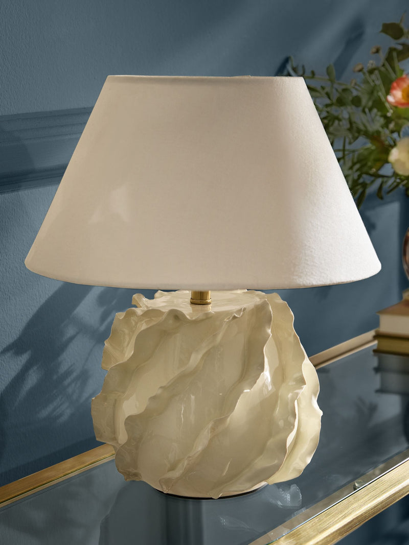 Nina Campbell Corena Ripple Table Lamp cream shade (British brand)