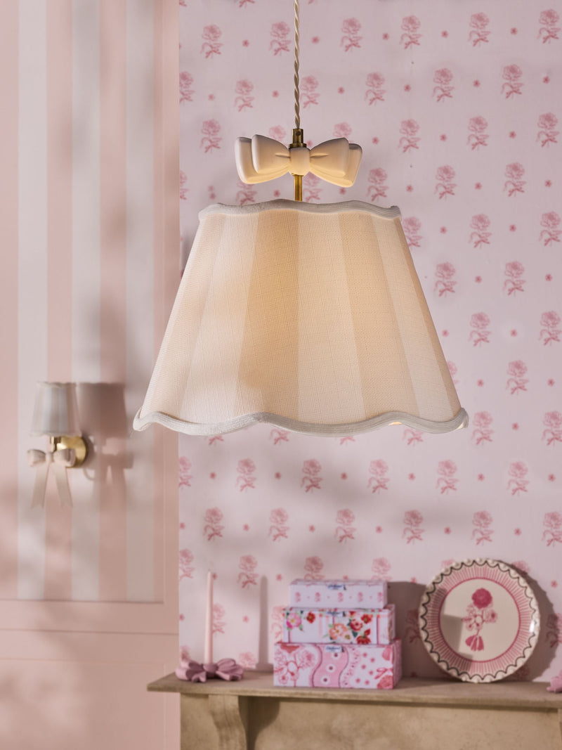 Cath Kidston Pink/White Stripe Canopy Bow Pendant Light