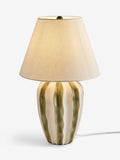 Nina Campbell Green Ecru Lydia striped table lamp with linen shade - British product