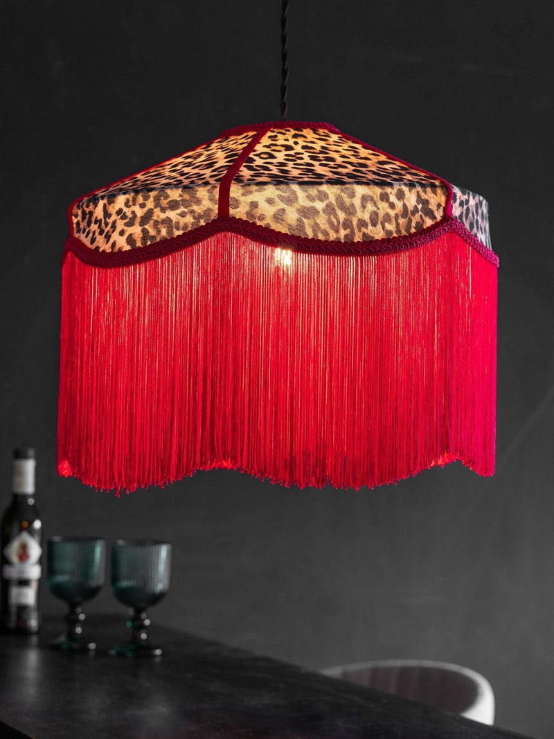 Rockett St George leopard print fringe lampshade, UK version