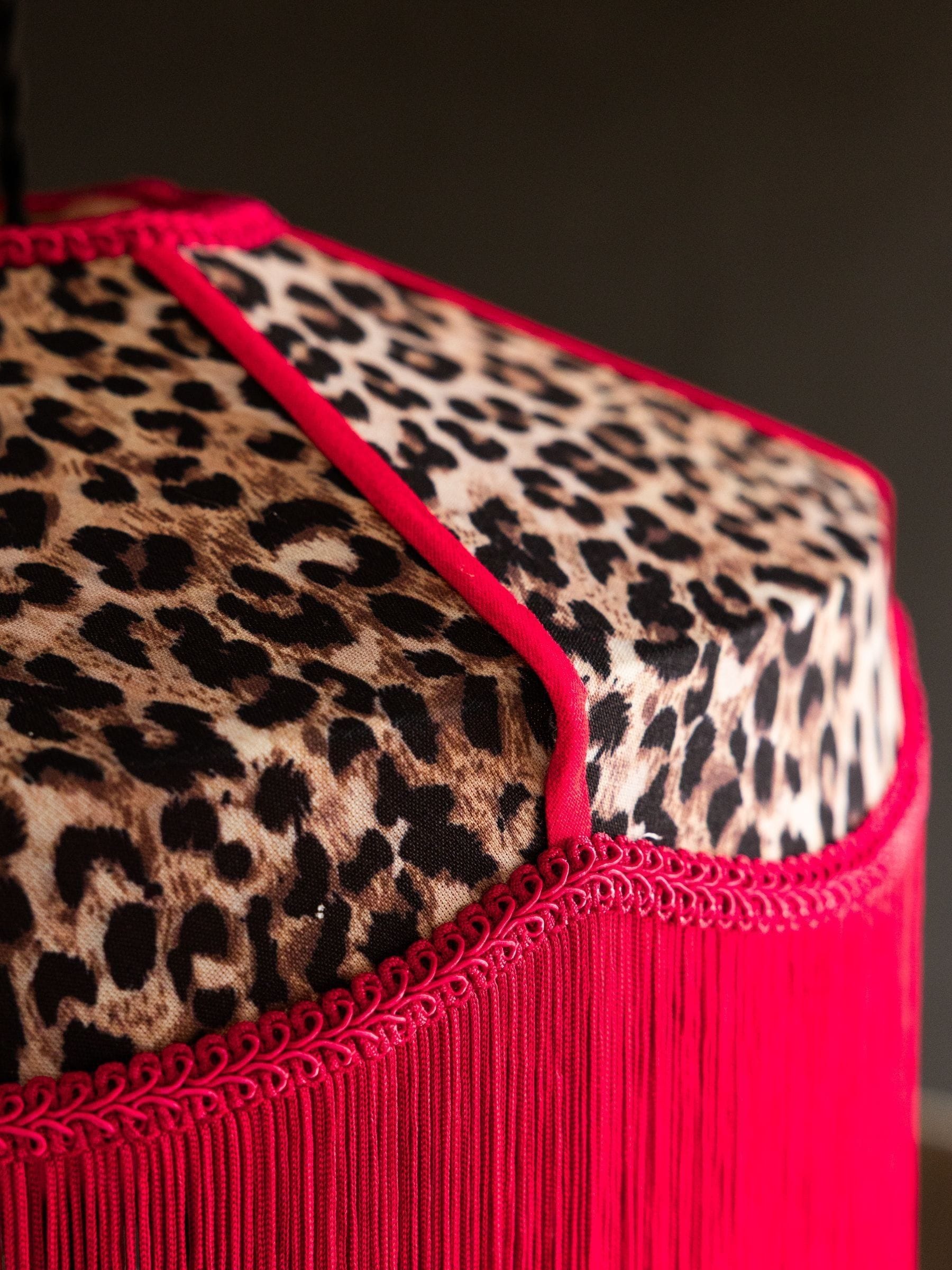 Rockett St George leopard print fringe lampshade, UK version