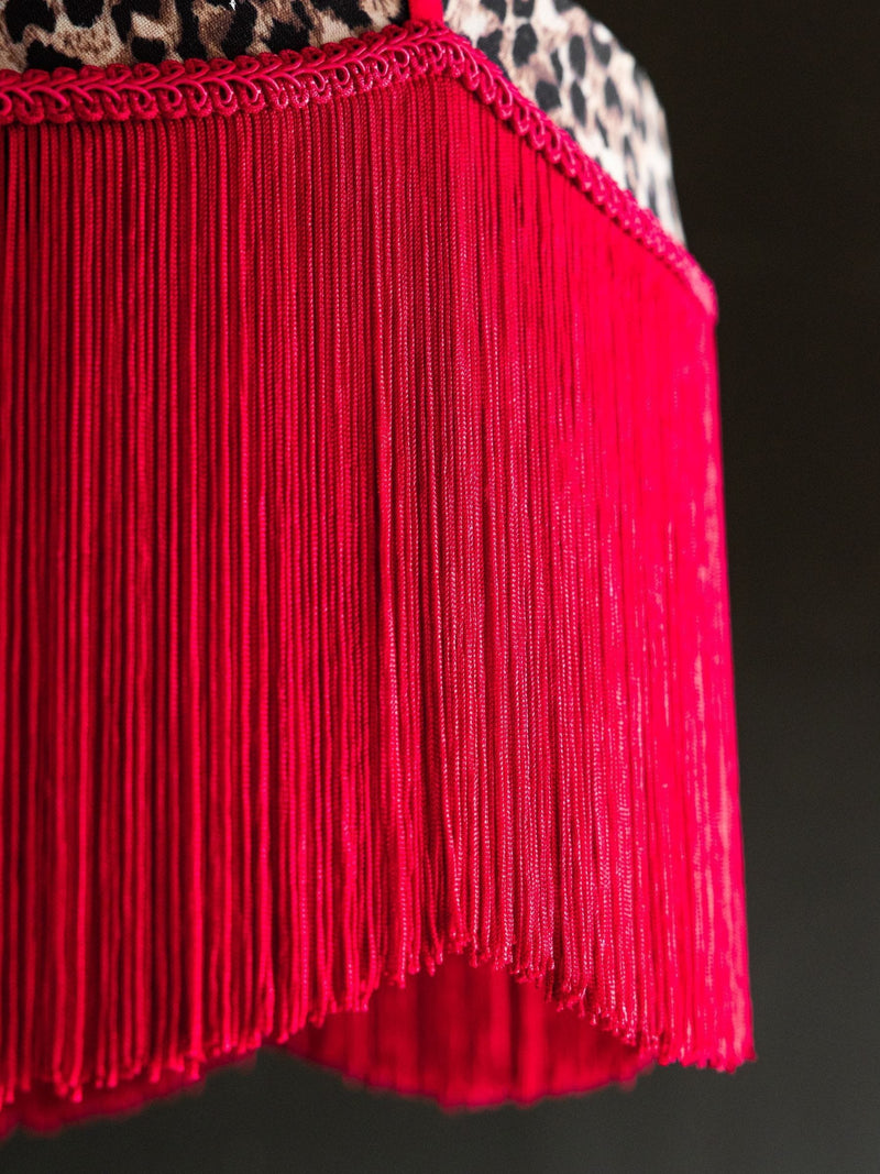 Rockett St George leopard print fringe lampshade, UK version