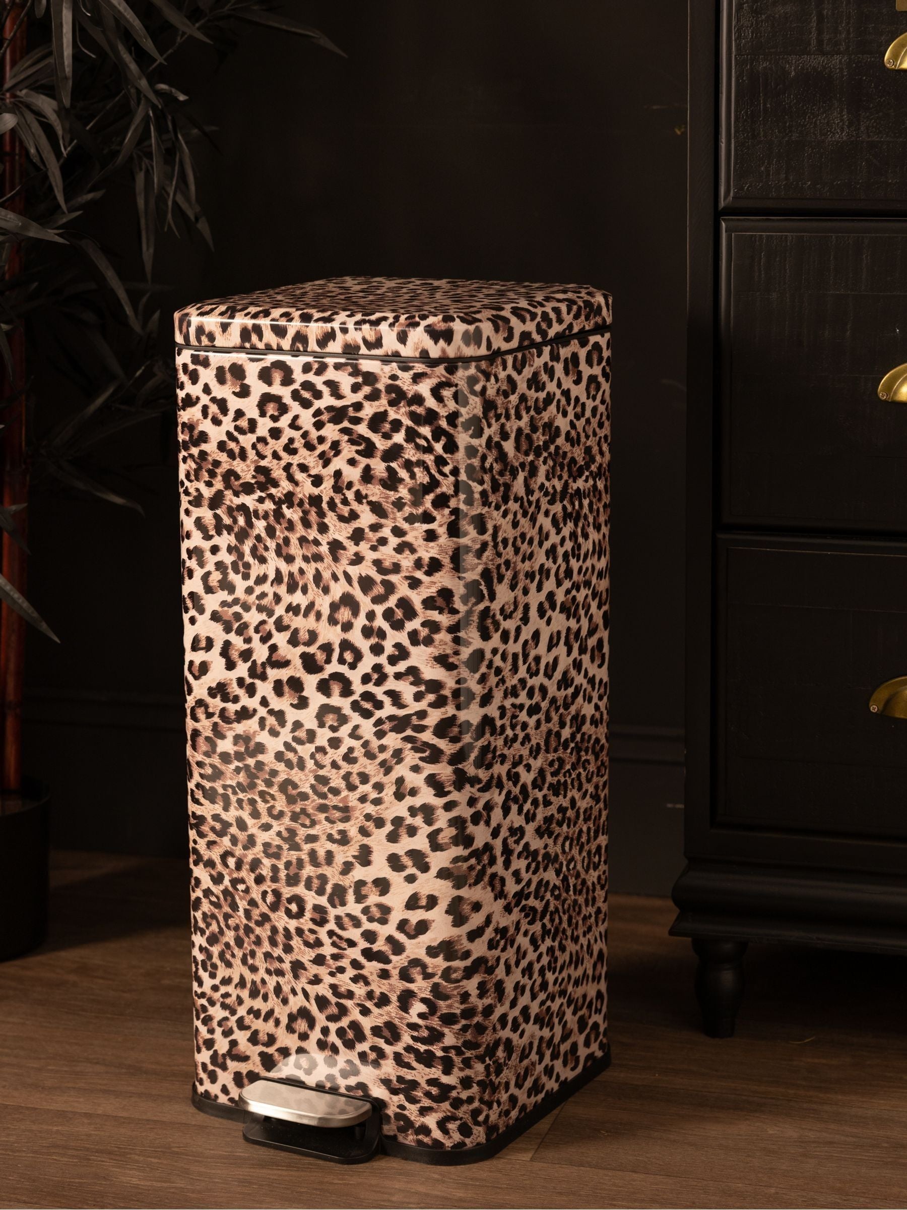 Rockett St George leopard print pedal bin 30L (British brand)