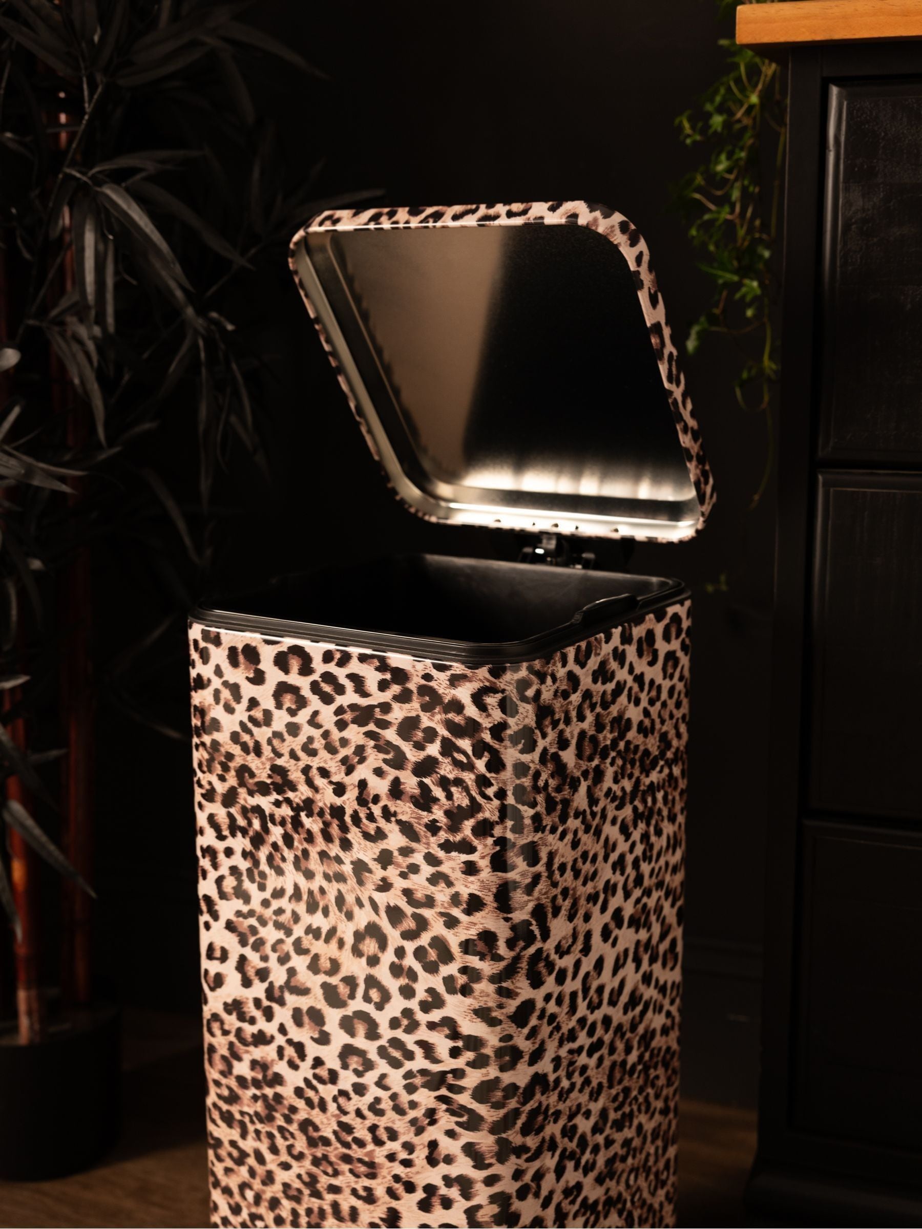 Rockett St George leopard print pedal bin 30L (British brand)