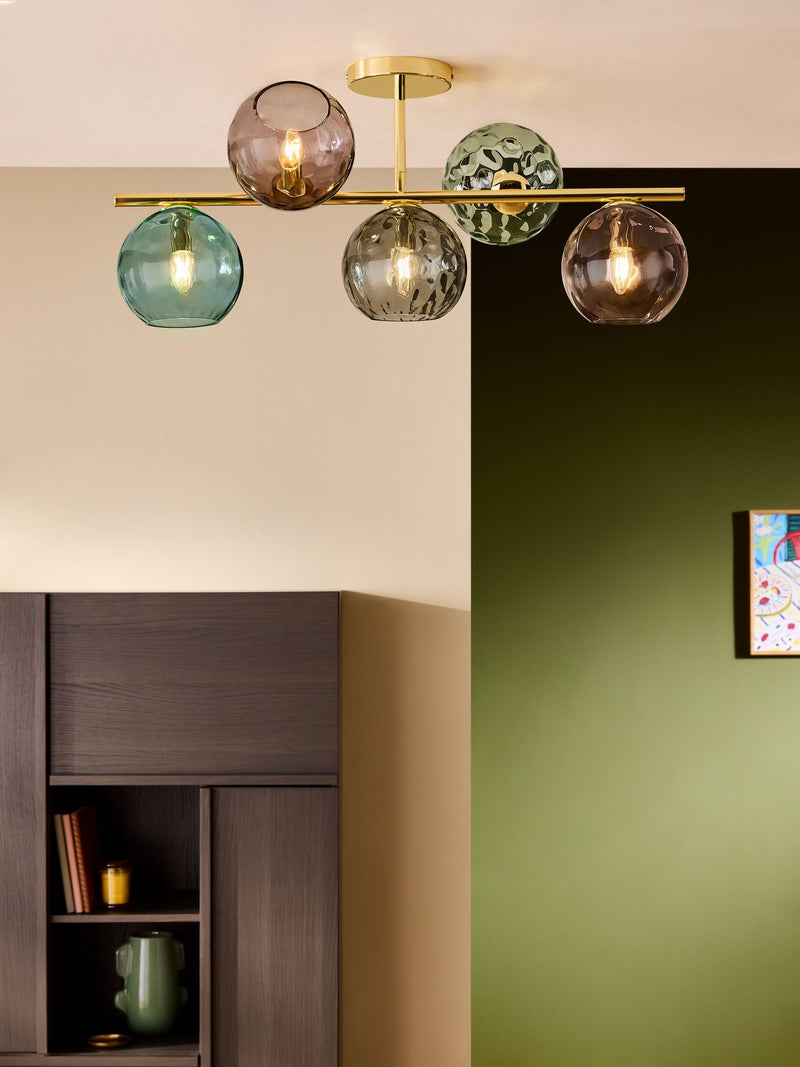 MADE.COM Brass Ilaria 5 Light Flush Large Ceiling Light