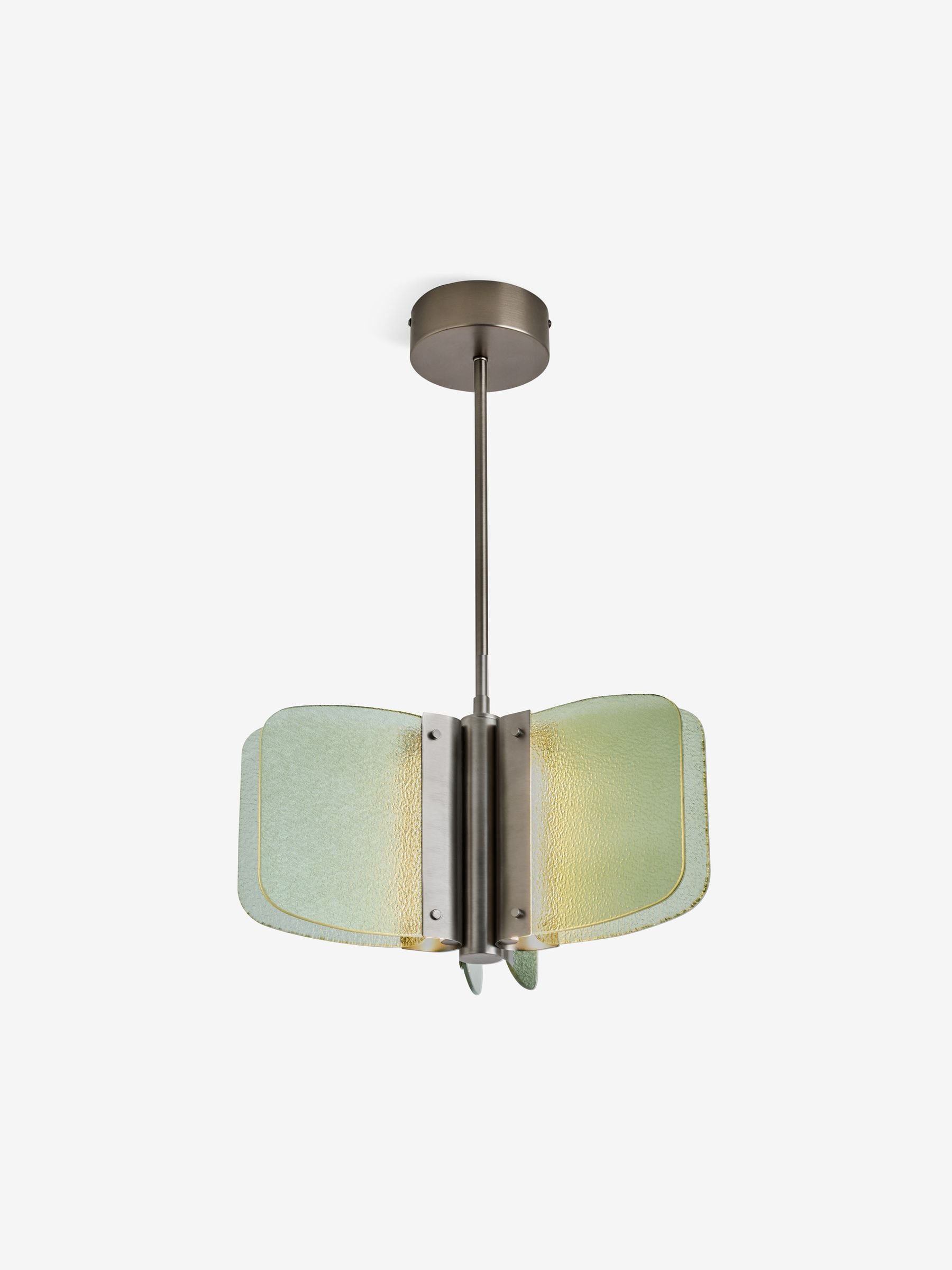 Made.com Sacha green glass pendant light, imported from the UK