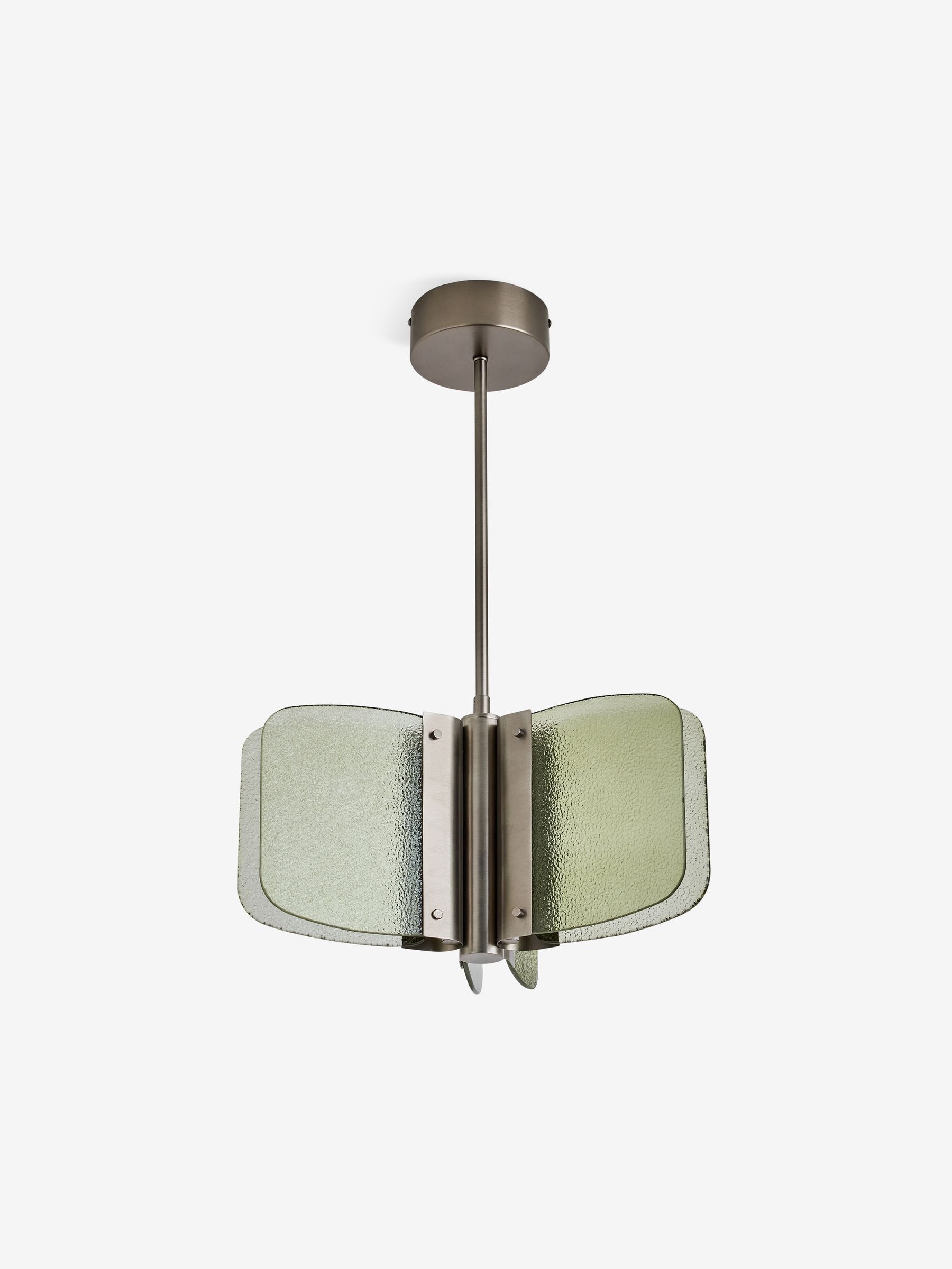 Made.com Sacha green glass pendant light, imported from the UK
