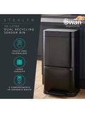 Swan Black Stealth Dual Recycling Sensor Bin with Retainer Body