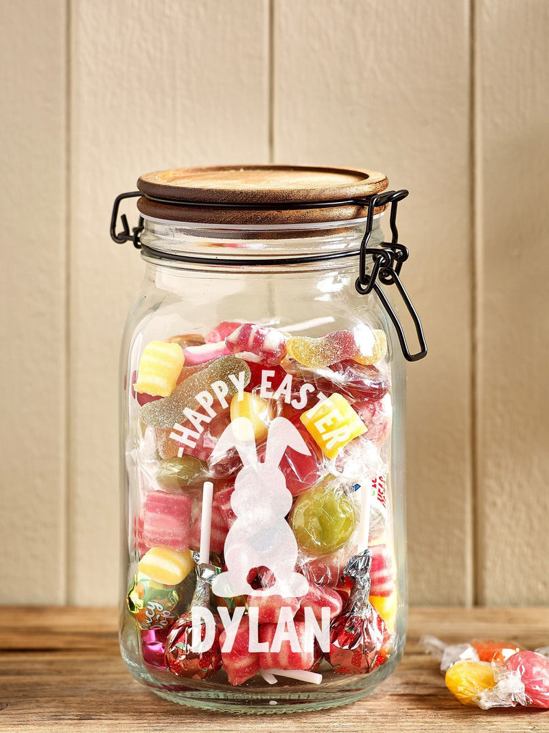 Loveabode personalised Easter treat jar 11.5x19cm - British product