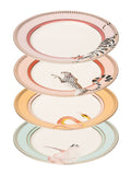 Yvonne Ellen Set of 4 White Animal Print Side Plates