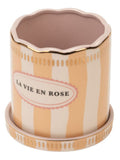 Yvonne Ellen Orange Stripe Planter with Saucer 10.5cm, imported from the UK