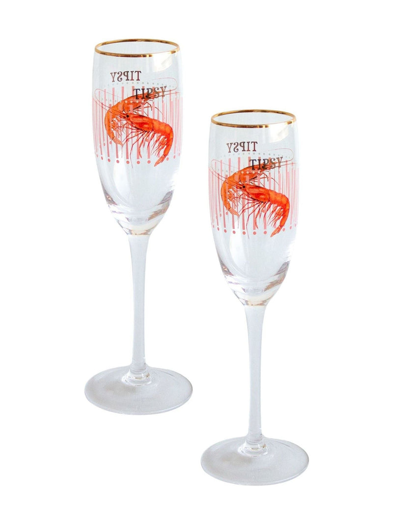 Yvonne Ellen Set of 2 Clear Shrimp Champagne Flutes