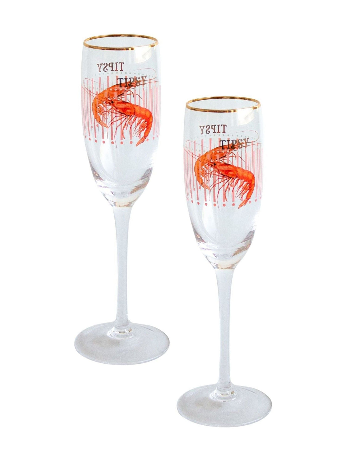 Yvonne Ellen Set of 2 Clear Shrimp Champagne Flutes