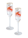 Yvonne Ellen Set of 2 Clear Shrimp Champagne Flutes