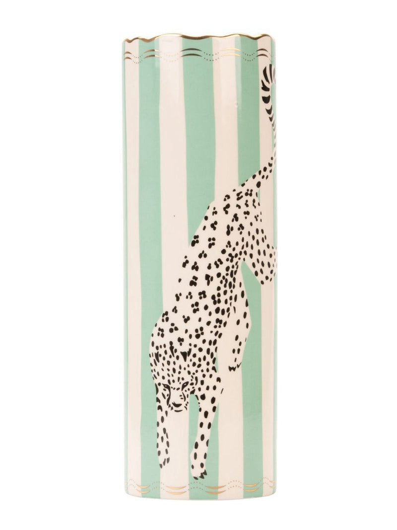 Yvonne Ellen leopard print tall ceramic vase 29cm - British product
