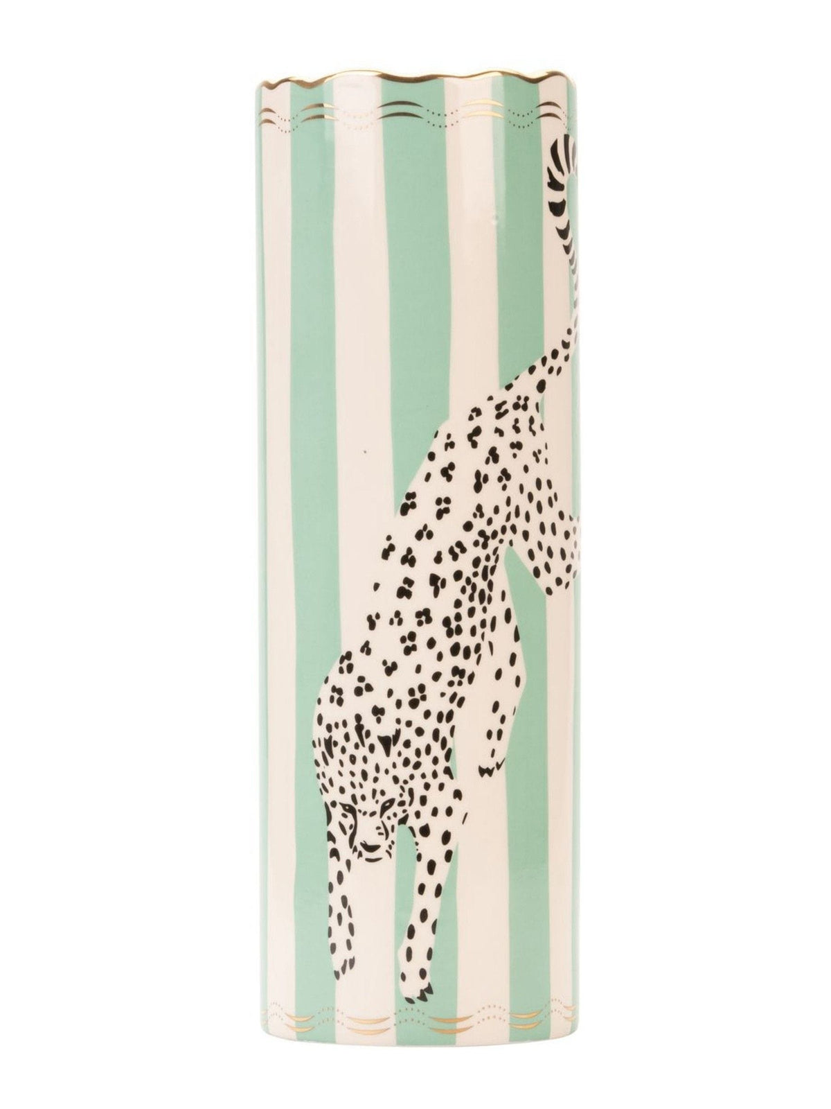 Yvonne Ellen leopard print tall ceramic vase 29cm - British product