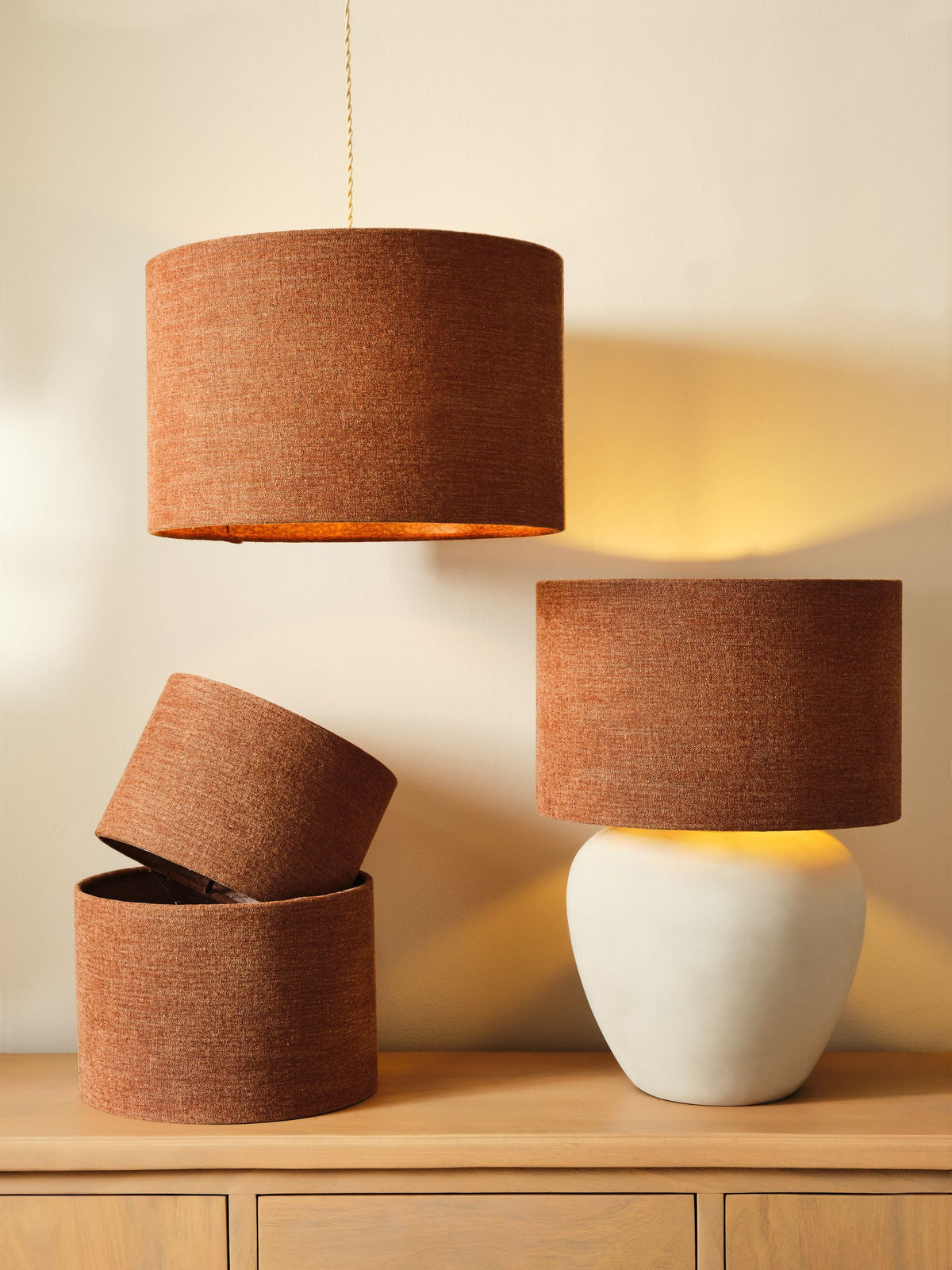 Rust Brown linen easy fit ceiling shade, imported from the UK