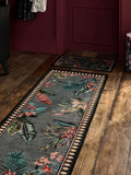 Charcoal grey tropical border runner rug, UK version