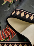 Charcoal grey tropical border runner rug, UK version