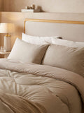 Night Lark Natural Oat coverless duvet and pillowcase set, imported from the UK