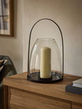 Black metal curved handle lantern large 33cm (British brand)