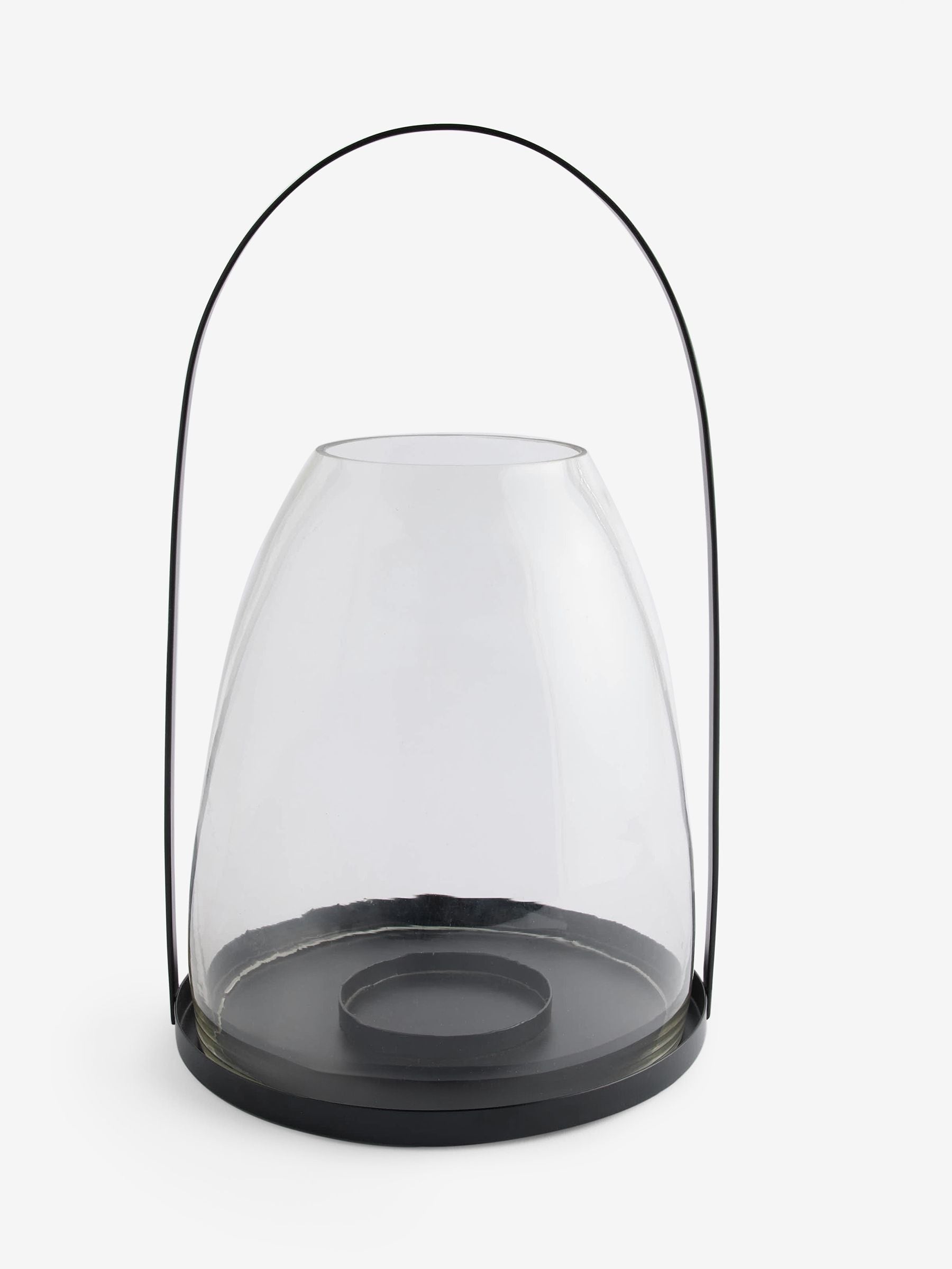Black metal curved handle lantern large 33cm (British brand)