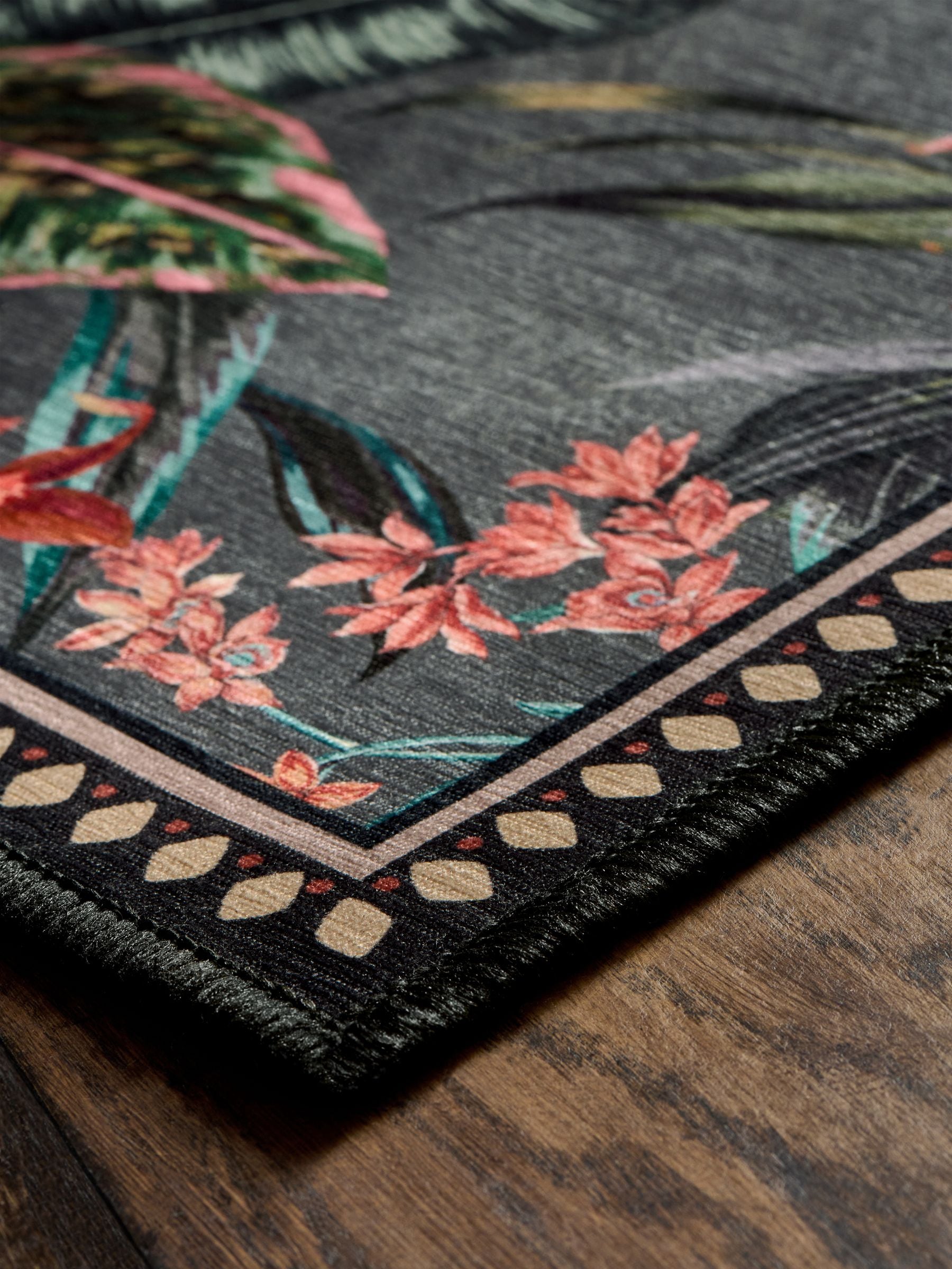 Grey washable tropical border doormats set of 2, imported from the UK