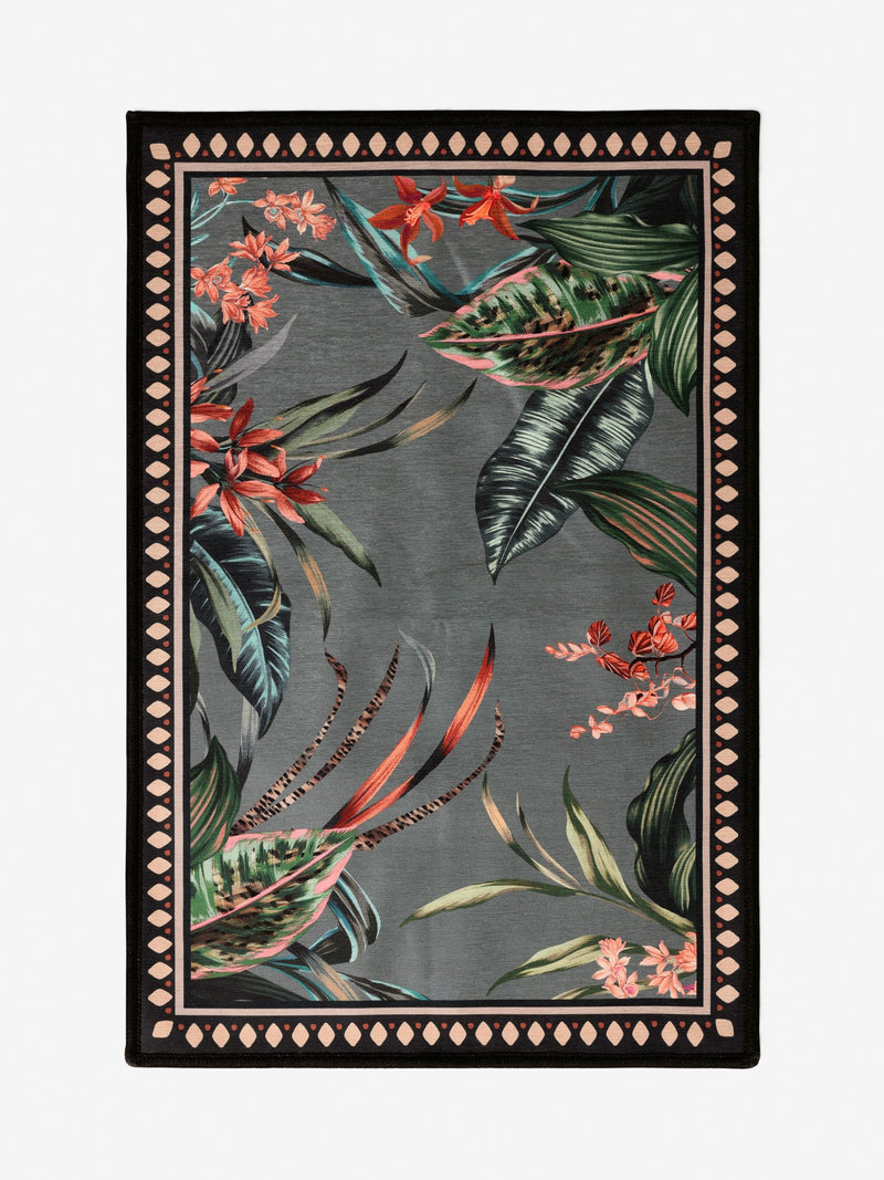Grey washable tropical border doormats set of 2, imported from the UK