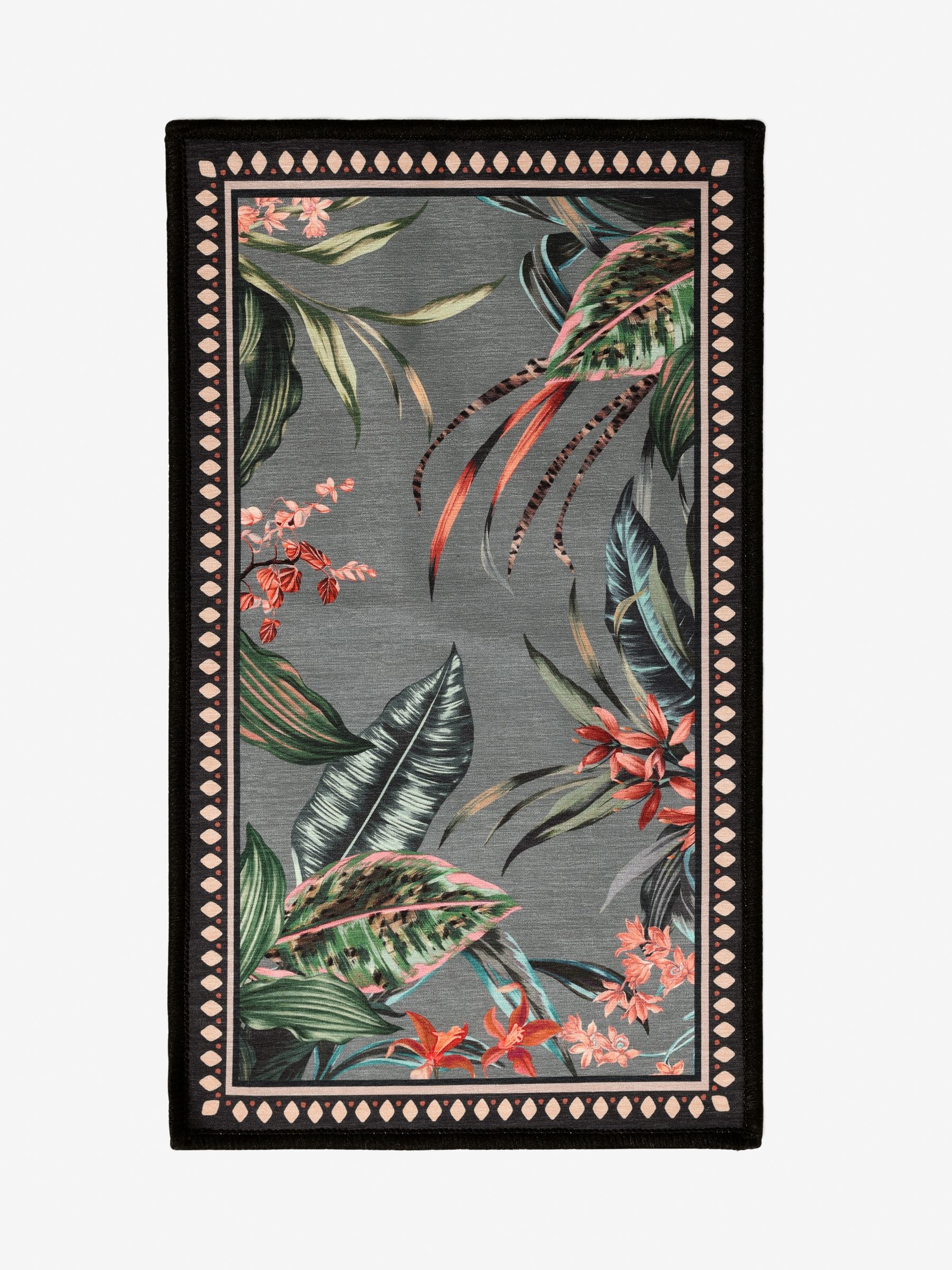 Grey washable tropical border doormats set of 2, imported from the UK