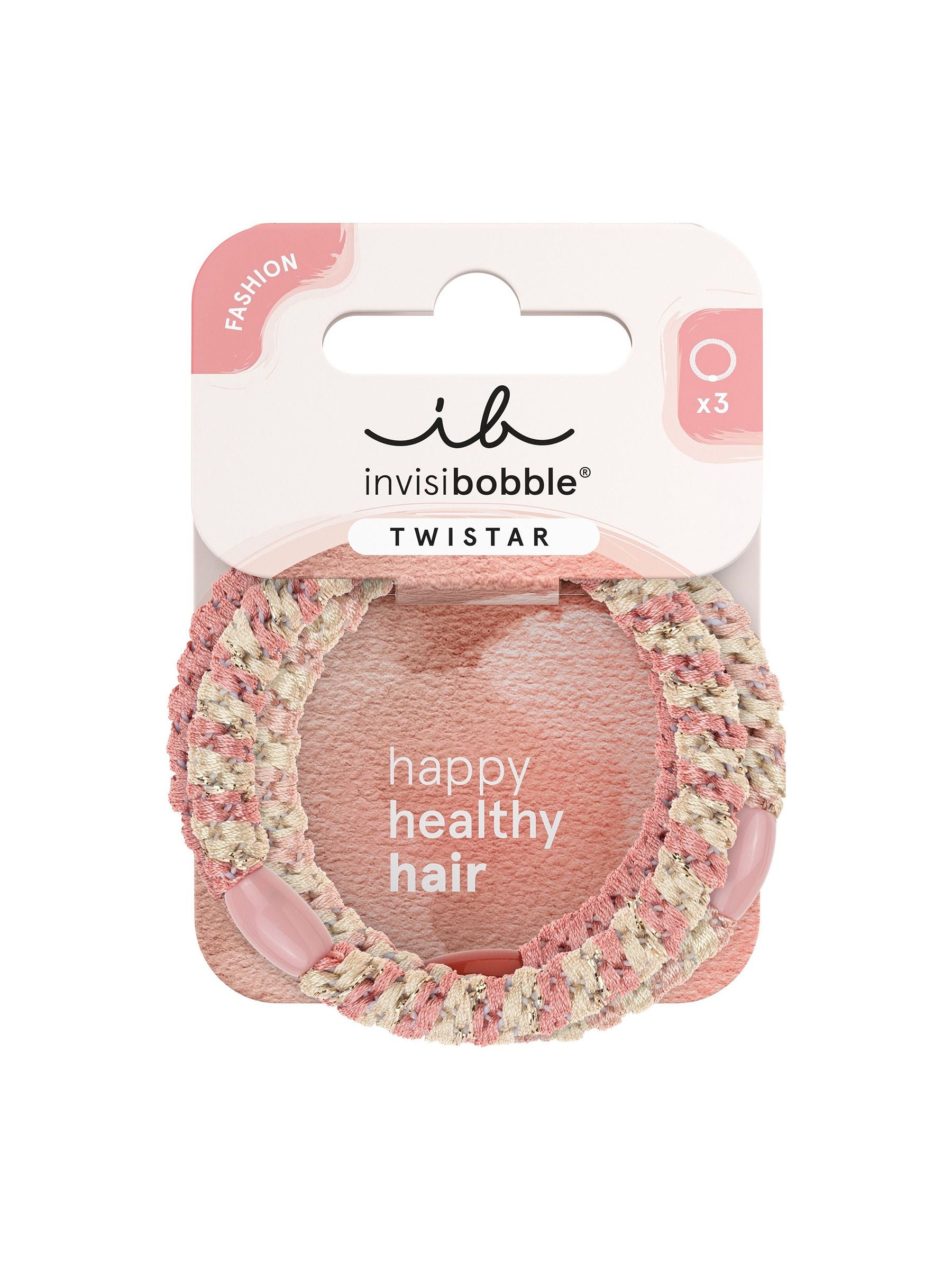 Invisibobble Twistar Blush Braids hairbands 3 pack (British brand)