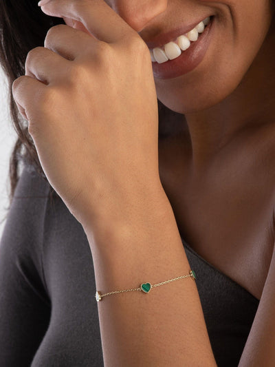 Next 9 karat Gult Gull Malakitt Hjerte Armbånd 17.5cm- Kjøp online hos McGrocer