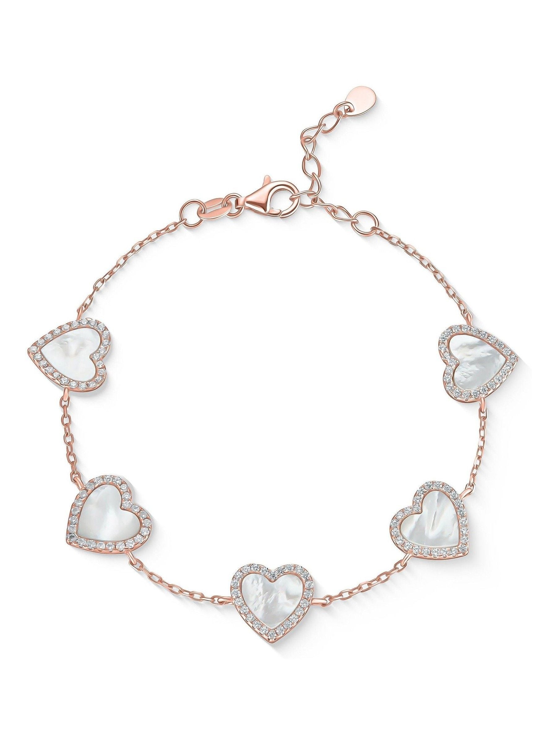 Beaverbrooks rose gold plated heart bracelet 19cm - British product